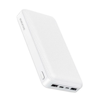 Універсальна мобільна батарея (повербанк) 20000mAh Borofone BJ3A Minimalist біла (2-USB/Tyre-C) LED індікатор заряду
