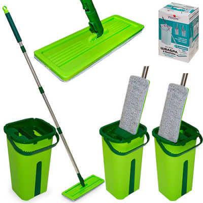 Набір для прибирання  відро 16л 150мм*130мм*340мм +швабра телескоп.ручка 1250мм насадка мікрофібра 300мм /МН-3554 Китай