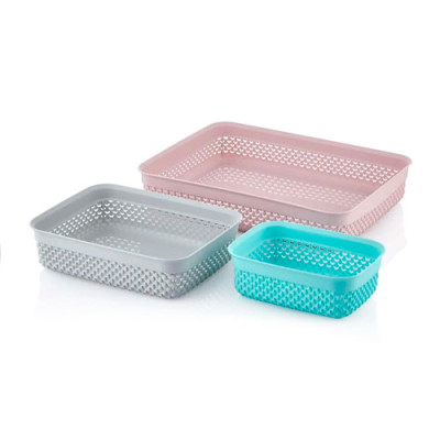 Набір кошиків візерунчатих 3шт (1,1л;2,2л;3,3л) DROP DESIGN Кремовий /М-3968