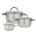 Набір каструль нерж 3 предм.скл кришка (1,9л,3,6л,ківш 1,15л) Oscar Master