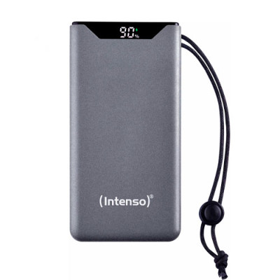 Універсальна мобільна батарея (повербанк) 10000mAh Intenso F10000 Сіра (Type-C/USB) цифровий LED дисплей