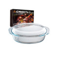 Каструля 3,5л овал. з кришкою та ручками жароміцне скло