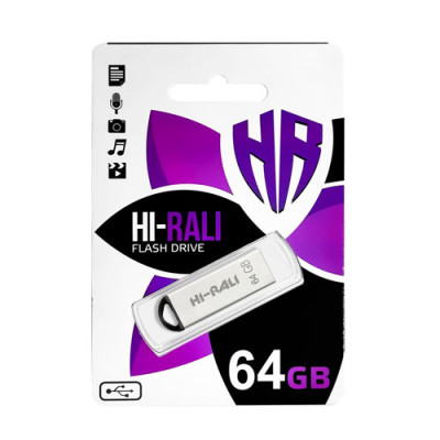 Флешка USB 64Gd Hi-Rali Fit срібляста (HI-64GBFITSL)