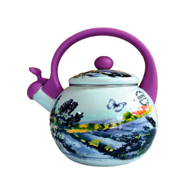 Чайник емаль 2,2л зі свистком пластикова ручка Лаванда /3W