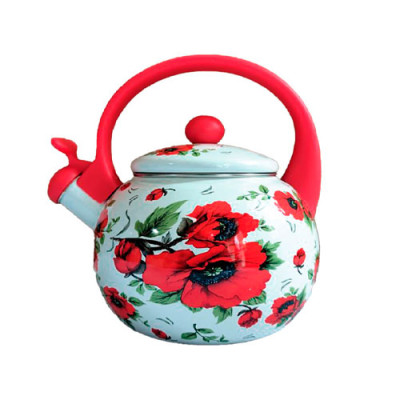 Чайник емаль 2,2л зі свистком пластикова ручка Маки /6W