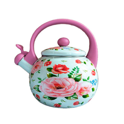 Чайник емаль 2,2л зі свистком пластикова ручка Троянда /11W