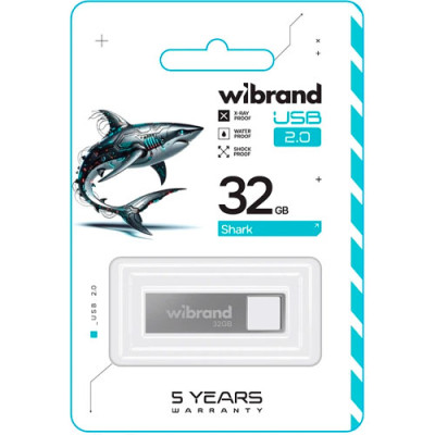 Флешка USB 32Gd Wibrand Shark срібляста (WI2.0/SH32U4S)