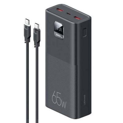 Універсальна мобільна батарея (повербанк) 30000mAh Usams PB68 чорна (2USB/TypeC) LED дісплей (ATXLOGT01)
