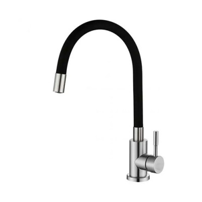 Змішувач для кухні KAG-4005 Solone чорний гнучкий вилив