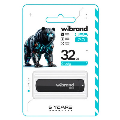 Флешка USB 32Gd Wibrand Grizzly чорна (WI2.0/GR32R3B)