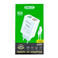 Блок живлення Type-C Gerlax A30T 10A/4USB білий 1м
