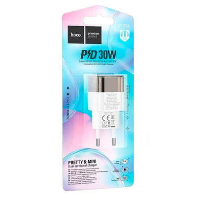 Блок живлення USB Hoco C131A 3A біло-чорний