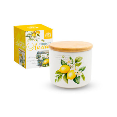 Банка керам 450мл з дер.кришкою Лимони /700-16-22