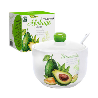 Цукорниця керам 450мл Авокадо з ложкою /2242-21