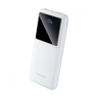 Універсальна мобільна батарея (повербанк) 10000mAh Vention біла 22,5Вт (Type-C/2xUSB) цифровой LED дисплей (FHKW0)
