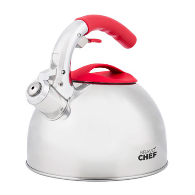 Чайник нерж. 2,5л свисток Bravo Chef Single червона ручка ВС-1001