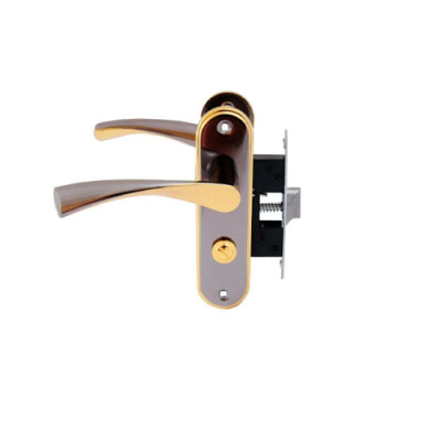 Ручка на планці із засувкою для міжкімнатних дверей 50мм GUSIDU L16A BN/GP /уп.24шт