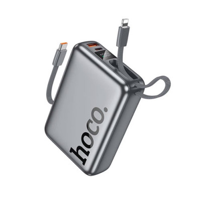 Універсальна мобільна батарея (повербанк) 20000mAh Hoco Q39 сірий (1USB/22.5W/PD20W) LED дисплей кабель 2в1