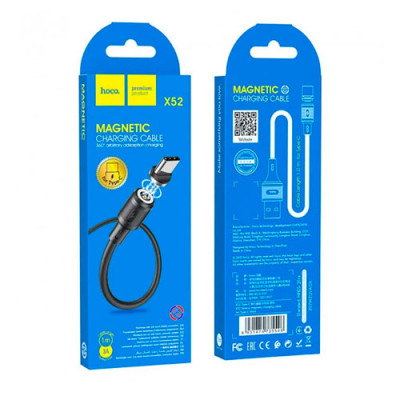 Кабель Type-C Hoco X52 3A магнітний чорний 1м