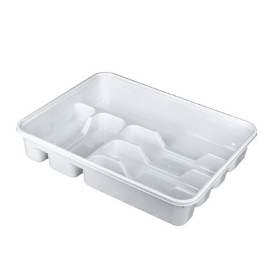 Лоток для столових приладів великий прозорий Білий /14001/ Dunia plastik