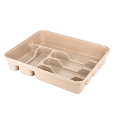 Лоток для столових приладів великий прозорий Кремовий /14001/ Dunia plastik