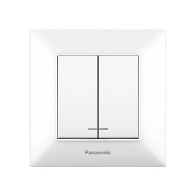 Вимикач 2-й білий з підсвіткою Panasonic Arkedia Slim уп.6шт