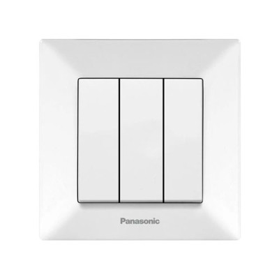 Вимикач 3-й білий Panasonic Arkedia Slim уп.6шт