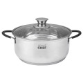 Каструля нерж. 2,6л скл. кришка 18см BRAVO CHEF BC-2001-18 уп.6шт