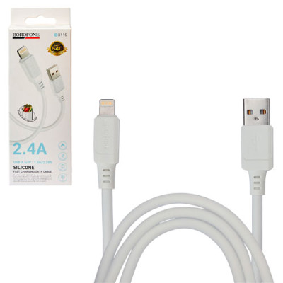 Кабель USB Lightning BOROFONE BX115W  2.4А 1м білий