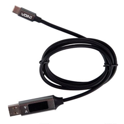 Кабель USB /Type-C з дісплеем VOIN CC-3201CGY 3А 1м сірий