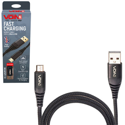 Кабель USB/MicroUSB VOIN CC-4202M BK 3А 2м чорний