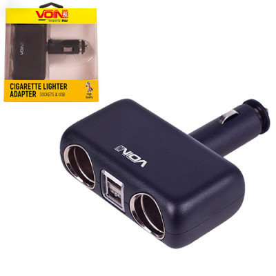 Подовжувач прикурювача VOIN SC-2004 2 виходи +2USB 2400mA 12/24V змінний кут